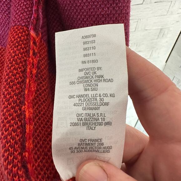 Isaac Mizrahi long cardigan bold plaid red to orange packets cozycore fall Y2K - Picture 5 of 9